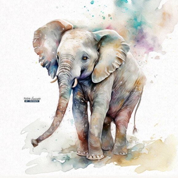 11x14 Elephant Watercolor Oil Painting Wall‎ Art Print - Picture 4 of 4